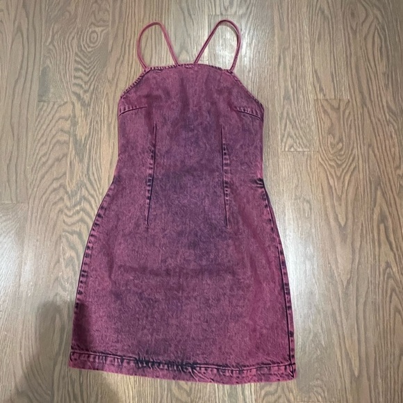 Topshop over dye denim dress in pink size 2 y2k Anthropologie J - Picture 5 of 13